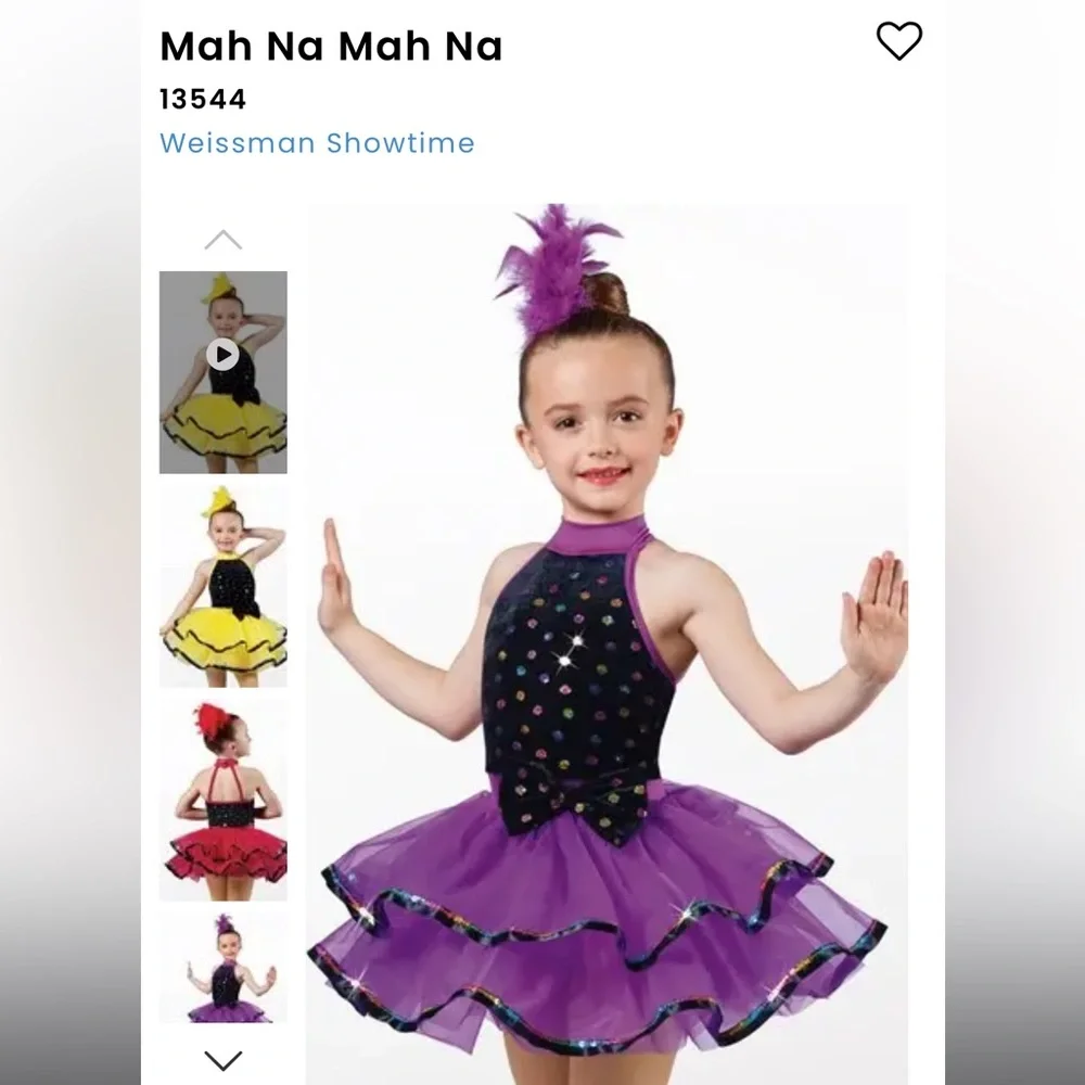 Weissman Rainbow Polka Dot Velvet Dance Dress Costume NEW Size XL Child Purple